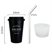 Load image into Gallery viewer, Coffee Mugs Thickened Stainless Steel Coffee Mugs Tea Cups Big Travel Mug Camping Mug Coffee Cup With Cup Sleeve Lid Straw 450ml